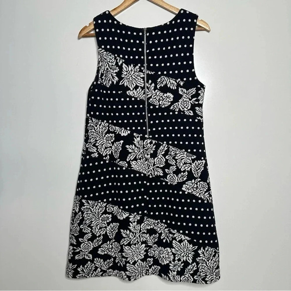 Maeve Anthro Effamy Black White Polka Dot Floral Sleeveless Knit Dress Medium - Picture 6 of 8